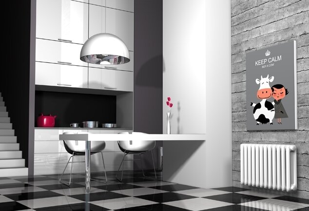Toile déco gris avec vache Buy a Cow