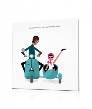 Tableau vintage vespa bleu On the Road