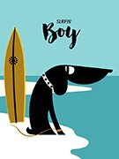 Tableau chien surf plage