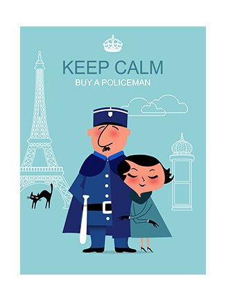 Tableau Policier Paris Vintage Keep Calm