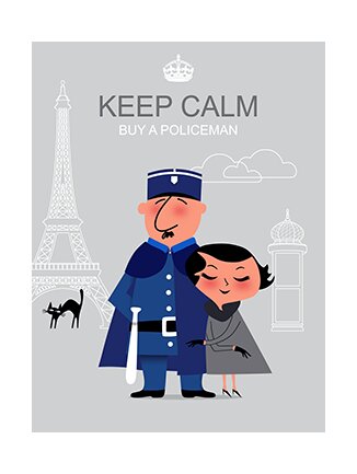 Tableau Policier Parisien Vintage gris