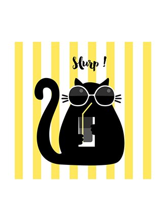 Tableau chat rigolo coloré jaune